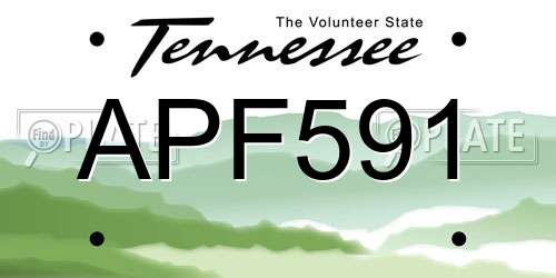APF591 Tennessee License Plate