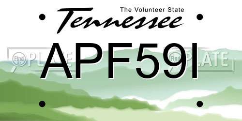 APF59I Tennessee License Plate
