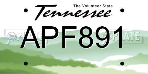 APF891 Tennessee License Plate