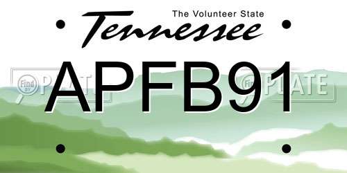 APFB91 Tennessee License Plate
