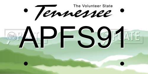 APFS91 Tennessee License Plate