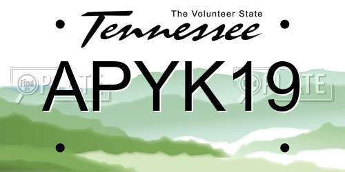 APYK19 Tennessee License Plate