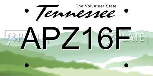 APZ16F Tennessee License Plate