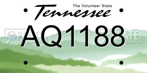 AQ1188 Tennessee License Plate