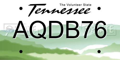 AQDB76 Tennessee License Plate