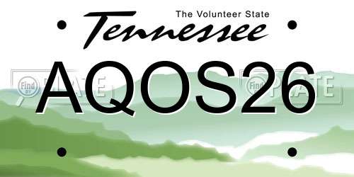 AQOS26 Tennessee License Plate