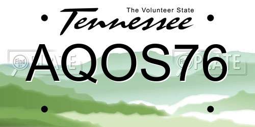 AQOS76 Tennessee License Plate