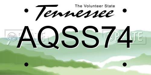 AQSS74 Tennessee License Plate