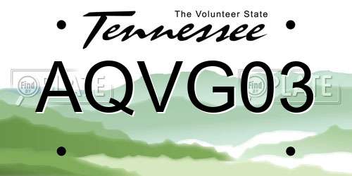 AQVG03 Tennessee License Plate