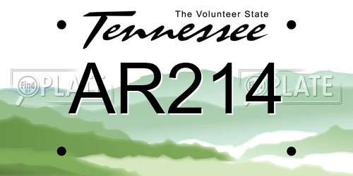 AR214 Tennessee License Plate