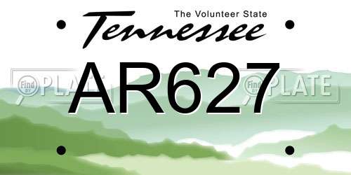 AR627 Tennessee License Plate