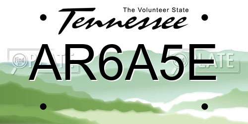 AR6A5E Tennessee License Plate
