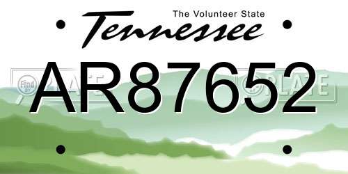 AR87652 Tennessee License Plate
