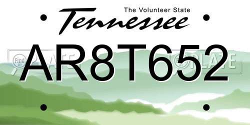 AR8T652 Tennessee License Plate