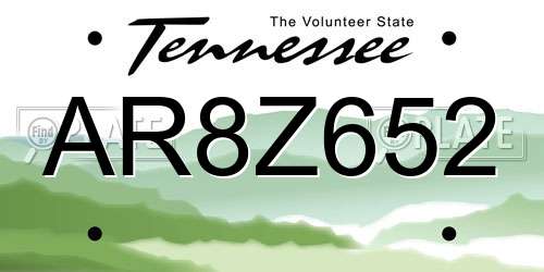 AR8Z652 Tennessee License Plate