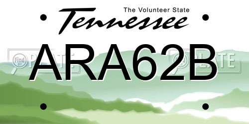 ARA62B Tennessee License Plate