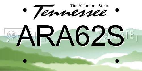ARA62S Tennessee License Plate