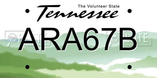 ARA67B Tennessee License Plate