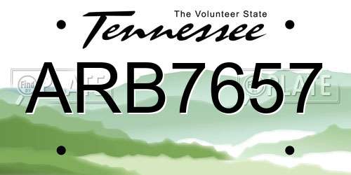 ARB7657 Tennessee License Plate