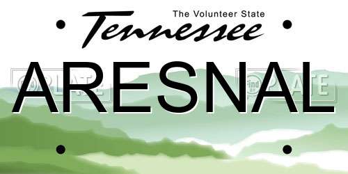 ARESNAL Tennessee License Plate
