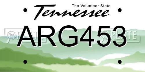 ARG453 Tennessee License Plate