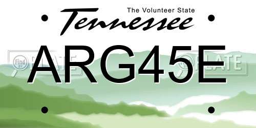 ARG45E Tennessee License Plate