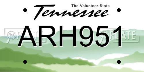 ARH951 Tennessee License Plate