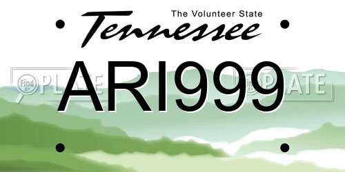 ARI999 Tennessee License Plate