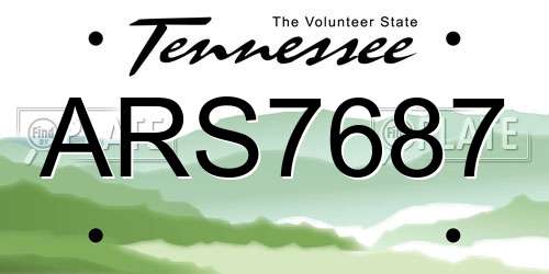 ARS7687 Tennessee License Plate