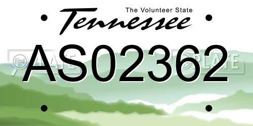 AS02362 Tennessee License Plate