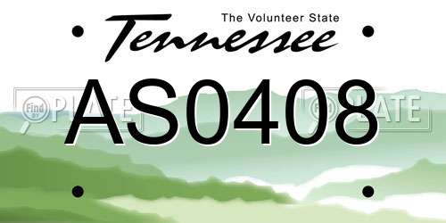 AS0408 Tennessee License Plate