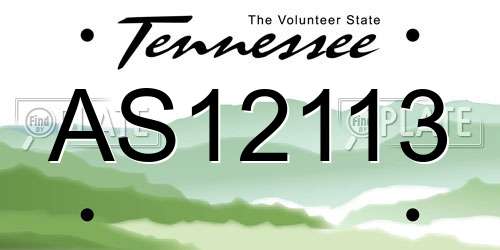 AS12113 Tennessee License Plate