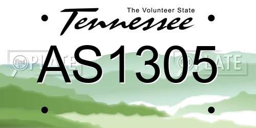 AS1305 Tennessee License Plate