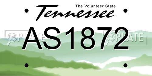 AS1872 Tennessee License Plate