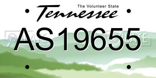 AS19655 Tennessee License Plate
