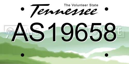 AS19658 Tennessee License Plate