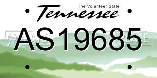 AS19685 Tennessee License Plate