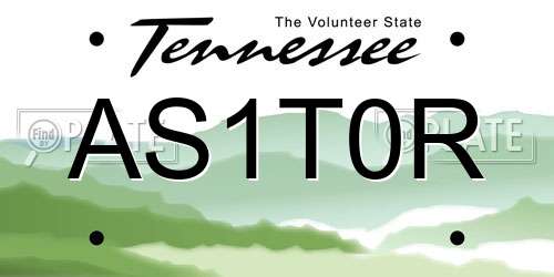 AS1T0R Tennessee License Plate
