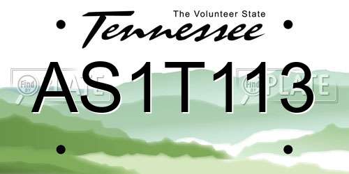 AS1T113 Tennessee License Plate
