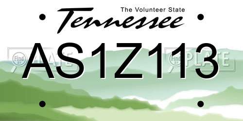 AS1Z113 Tennessee License Plate