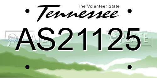 AS21125 Tennessee License Plate