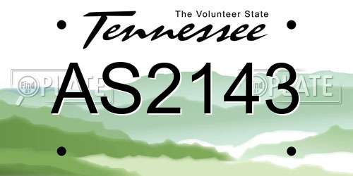 AS2143 Tennessee License Plate