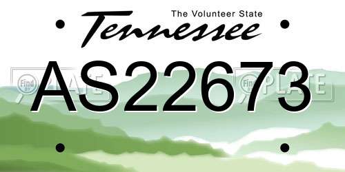 AS22673 Tennessee License Plate