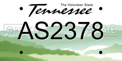 AS2378 Tennessee License Plate