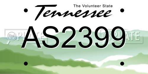 AS2399 Tennessee License Plate