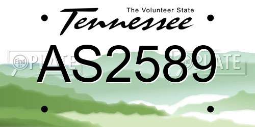 AS2589 Tennessee License Plate