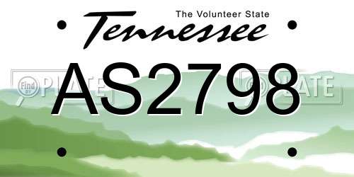 AS2798 Tennessee License Plate