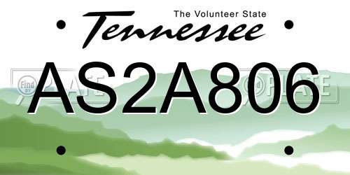 AS2A806 Tennessee License Plate