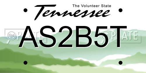 AS2B5T Tennessee License Plate