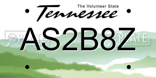 AS2B8Z Tennessee License Plate